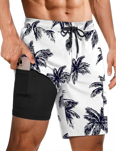 Ekouaer Mens Swim Trunks with Compression Liner 2 in 1 Board Shorts 9" Quick Dry Bathing Suit Swimsuit with Pockets S-2XL in Saudi Arabia