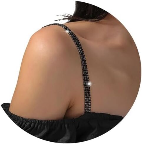 2Pcs Rhinestone Bra Straps,Adjustable Rhinestones Bra Shoulder Chain,Crystal Lingerie Straps,Wedding Bridal Rhinestone Underwear Chain for Women Dress Jewelry in Kuwait