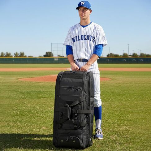 Rolling Baseball Bag with Wheels, Large Softball Catchers Gear Bags for 4 Bats, Team Equipment Duffle Bat Bag with Separate Shoe Compartment in Kuwait