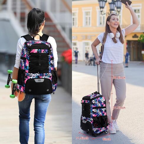 Softball Bag, Baseball Rolling Bat Bag - Wheeled for Youth Girls Adult, Lightweight Baseball Equipment Backpack with Shoe Compartment, Bat Backpack with Fence Hook for TBall Bat, Helmet in Kuwait