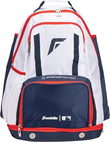Franklin Sports MLB Gameday Baseball + حقيبة ظهر للكرة اللينة - معدات الكبار + الشباب + حقيبة الخفافيش - تخزن قفازات الضرب والخوذة والمرابط + المزيد - حقيبة مضرب ممتازة مقاومة للماء in Saudi Arabia