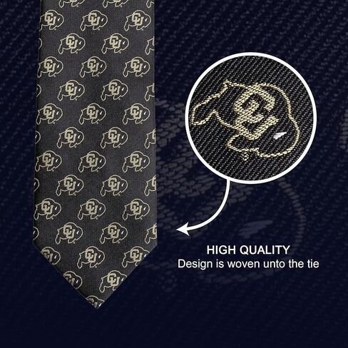 Desert Cactus University of Colorado - Boulder Neck Tie UC - Boulder Buffaloes CU Buffs 100% Polyester Necktie with Logo, Officially Licensed (Style B) in Saudi Arabia