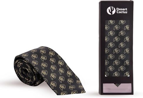Desert Cactus University of Colorado - Boulder Neck Tie UC - Boulder Buffaloes CU Buffs 100% Polyester Necktie with Logo, Officially Licensed (Style B) in Saudi Arabia