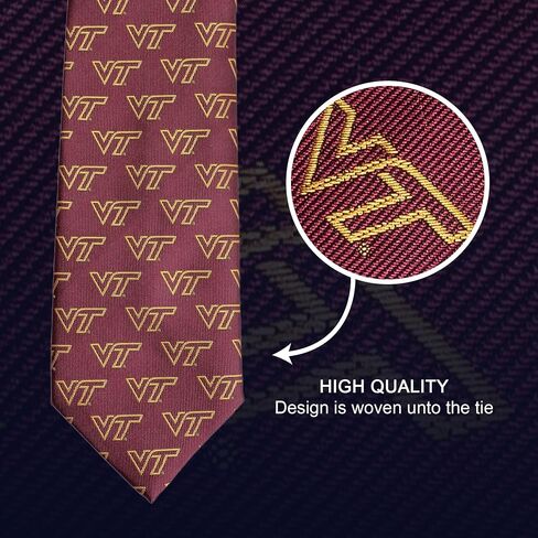 Desert Cactus Virginia Tech University Neck Tie VT Hokies 100% Polyester Necktie with Logo, Officially Licensed (Style B) in Saudi Arabia