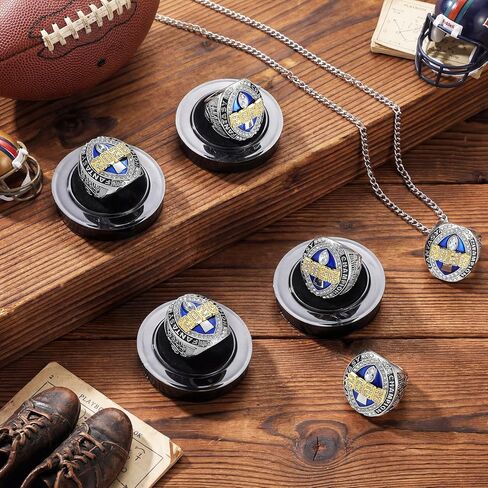 2026 Fantasy Football Championship Ring Football League Trophy Ring with Neck Chain and Display Stand Box Gold Silver Tone Plated Sports Champion Award for Winner Team Gift Decor in Saudi Arabia