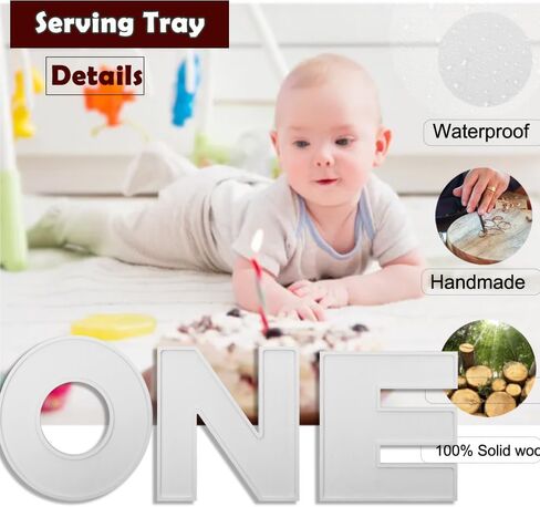 3 قطع من الحروف الكبيرة مقاس 30.48 سم، صينية واحدة قابلة للملء، صواني تقديم الطعام للأطفال، صينية حلوى الشوكولاتة بحروف خشبية من أجل هدايا حفلات استقبال المولود الجديد (واحدة - بيضاء) in Kuwait