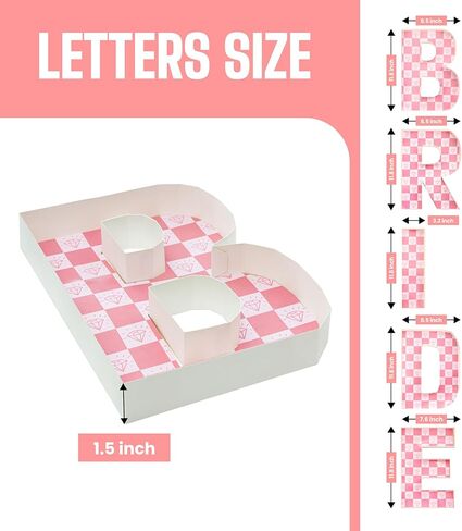 Pop Fizz Designs Charcuterie Board Letters I Baby أو صواني طعام لحفلات الزفاف I ديكورات حروف من الورق المقوى لـ Charcuterie I Food Display Letters القابلة للتعبئة (العروس) in Saudi Arabia