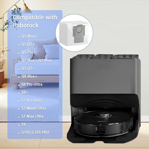 9 عبوات من أكياس الغبار لـ Roborock S8 Pro Ultra، S8+، Q5+، Q5 Pro+، Q5 Max+، Q7 Max+، Q8 Max+، S7 Max Ultra، S7 MaxV Ultra، Q7+ مكنسة كهربائية روبوتية، سعة كبيرة 3.5 لتر يمكن التخلص منها in Saudi Arabia