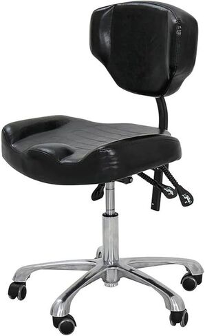 كرسي سرج مع دعم للظهر، كرسي دوار 360 درجة، كرسي مكتب بارتفاع هيدروليكي، ارتفاع قابل للتعديل 46-60 سم، لعيادة التجميل بالمنزل والمكتب in Kuwait