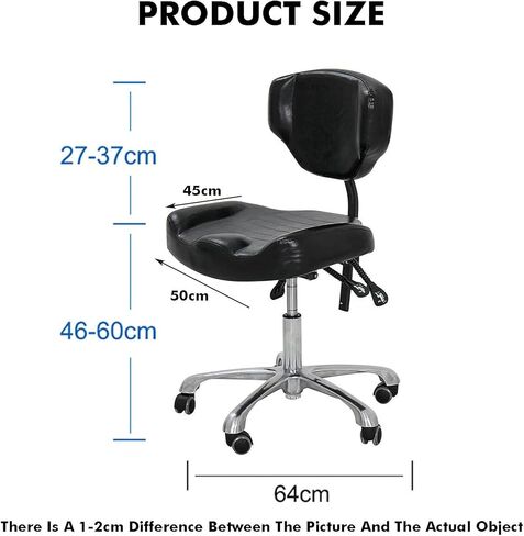 كرسي سرج مع دعم للظهر، كرسي دوار 360 درجة، كرسي مكتب بارتفاع هيدروليكي، ارتفاع قابل للتعديل 46-60 سم، لعيادة التجميل بالمنزل والمكتب in Kuwait