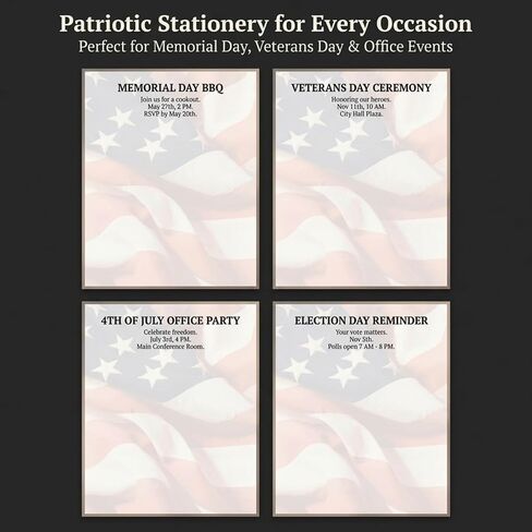 PaperDirect Salute American Flag Patriotic Theme Paper Stationery, Border Paper, Letterhead 8.5 x 11, 25 sheets, Elegant Premium Writing Paper, Decorative Printer Paper in Kuwait