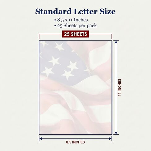 PaperDirect Salute American Flag Patriotic Theme Paper Stationery, Border Paper, Letterhead 8.5 x 11, 25 sheets, Elegant Premium Writing Paper, Decorative Printer Paper in Kuwait