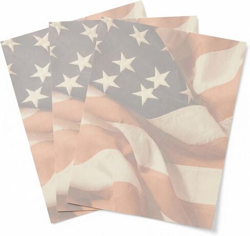 PaperDirect Salute American Flag Patriotic Theme Paper Stationery, Border Paper, Letterhead 8.5 x 11, 25 sheets, Elegant Premium Writing Paper, Decorative Printer Paper in Kuwait
