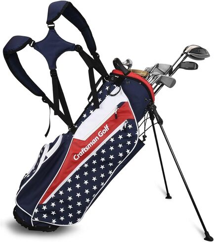 Craftsman Golf Lightweight USA Style Red White Blue Golf Bag 4 Divider Fits Up to 14 Clubs with Rain Cover Dual Back Strap in Saudi Arabia