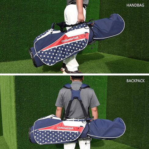 Craftsman Golf Lightweight USA Style Red White Blue Golf Bag 4 Divider Fits Up to 14 Clubs with Rain Cover Dual Back Strap in Saudi Arabia