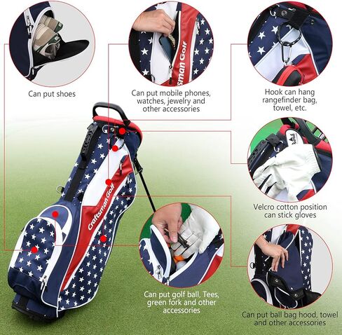 Craftsman Golf Lightweight USA Style Red White Blue Golf Bag 4 Divider Fits Up to 14 Clubs with Rain Cover Dual Back Strap in Saudi Arabia