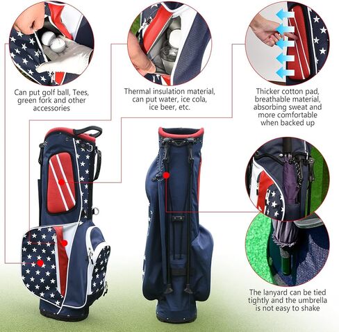 Craftsman Golf Lightweight USA Style Red White Blue Golf Bag 4 Divider Fits Up to 14 Clubs with Rain Cover Dual Back Strap in Saudi Arabia