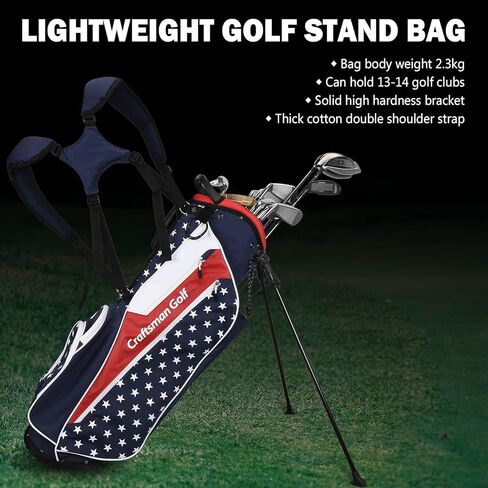 Craftsman Golf Lightweight USA Style Red White Blue Golf Bag 4 Divider Fits Up to 14 Clubs with Rain Cover Dual Back Strap in Saudi Arabia