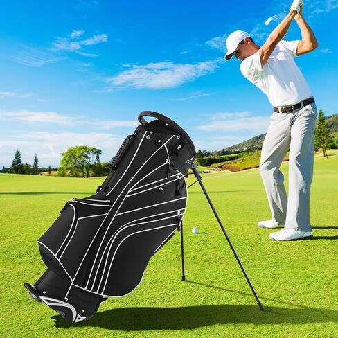 ULTIMATE Golf Stand Bag, 6 Way Top Dividers Golf Bag w/Pockets & Cooler Bag, Lightweight Portable Golf Club Bag w/Dual Shoulder Strap & Rain Hood, Golf Carry Bag for Women & Men in Saudi Arabia