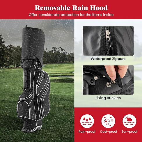 ULTIMATE Golf Stand Bag, 6 Way Top Dividers Golf Bag w/Pockets & Cooler Bag, Lightweight Portable Golf Club Bag w/Dual Shoulder Strap & Rain Hood, Golf Carry Bag for Women & Men in Saudi Arabia