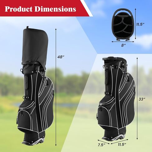 ULTIMATE Golf Stand Bag, 6 Way Top Dividers Golf Bag w/Pockets & Cooler Bag, Lightweight Portable Golf Club Bag w/Dual Shoulder Strap & Rain Hood, Golf Carry Bag for Women & Men in Saudi Arabia