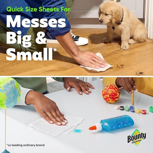 Bounty Paper Towels Quick Size, White, 2 Family Triple Rolls = 6+ Regular Rolls in Kuwait