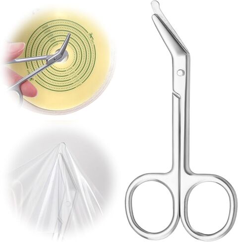 2 Pcs Ostomy Scissors Stainless Steel Curved Scissors Urothrostomy Surgical Nursing Bandage Supplies for Doctors Home Care Nurses Veterinary (Silver) in Saudi Arabia
