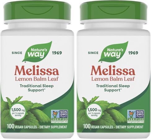 Nature's Way Melissa Lemon Balm Leaf ، دعم النوم التقليدي*، 1500 ملغ لكل 3 كبسولة ، تم التحقق من المشروع غير المعدلة وراثيًا ، 100 كبسولات نباتية (قد تختلف التغليف) in Kuwait