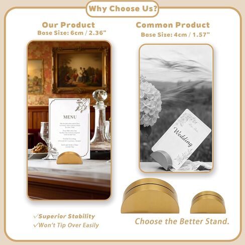 24 Pcs 6cm Large Table Number Holders Stands, Gold Wooden Semicircular Base Place Card Holders for Table | for Wedding, Restaurant Menu, Photo, Office Tag Clips, Party Events Decoration (Gold-24) in Kuwait