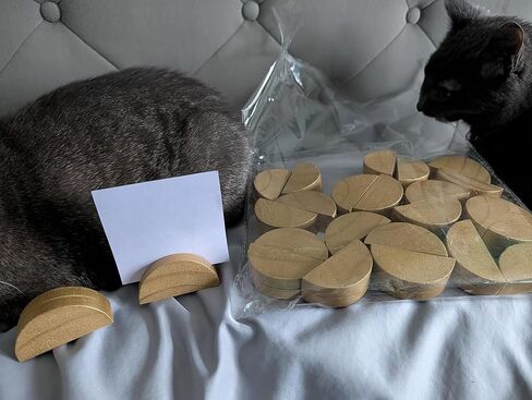 24 Pcs 6cm Large Table Number Holders Stands, Gold Wooden Semicircular Base Place Card Holders for Table | for Wedding, Restaurant Menu, Photo, Office Tag Clips, Party Events Decoration (Gold-24) in Kuwait