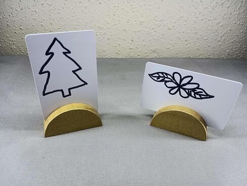 24 Pcs 6cm Large Table Number Holders Stands, Gold Wooden Semicircular Base Place Card Holders for Table | for Wedding, Restaurant Menu, Photo, Office Tag Clips, Party Events Decoration (Gold-24) in Kuwait