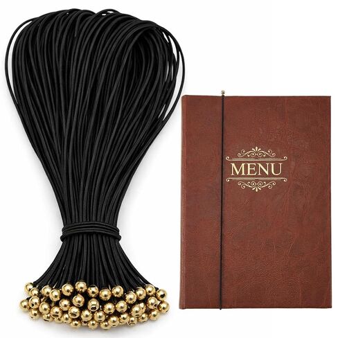 100 قطعة من أسلاك القائمة المرنة لقائمة المطاعم والمقهى وغطاء قائمة الكرمة مع أبازيم معدنية ذهبية مقاس 8 1/4 بوصة باللون الأسود in Kuwait