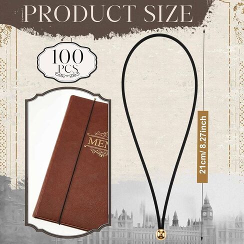 100 قطعة من أسلاك القائمة المرنة لقائمة المطاعم والمقهى وغطاء قائمة الكرمة مع أبازيم معدنية ذهبية مقاس 8 1/4 بوصة باللون الأسود in Kuwait