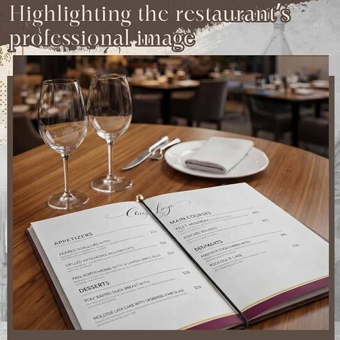 100 قطعة من أسلاك القائمة المرنة لقائمة المطاعم والمقهى وغطاء قائمة الكرمة مع أبازيم معدنية ذهبية مقاس 8 1/4 بوصة باللون الأسود in Kuwait