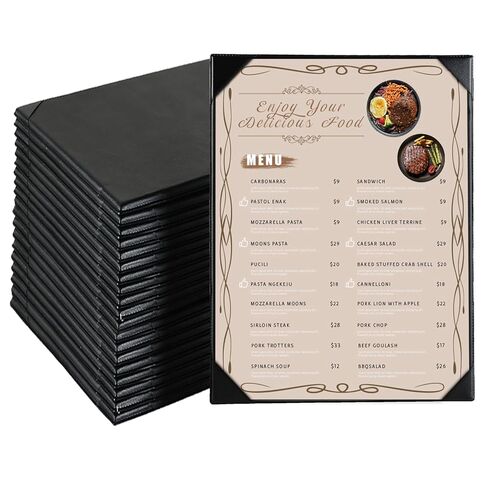Restaurant Menu Covers Holders 8.5" X 11", 20 Pack Synthetic Leather Single View Menu Holder Covers Book Style with Angled Corners Black for Wine List, Protect Menu Paper in Saudi Arabia