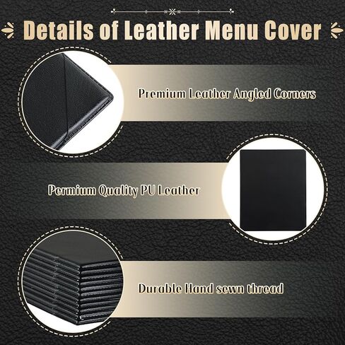 Restaurant Menu Covers Holders 8.5" X 11", 20 Pack Synthetic Leather Single View Menu Holder Covers Book Style with Angled Corners Black for Wine List, Protect Menu Paper in Saudi Arabia