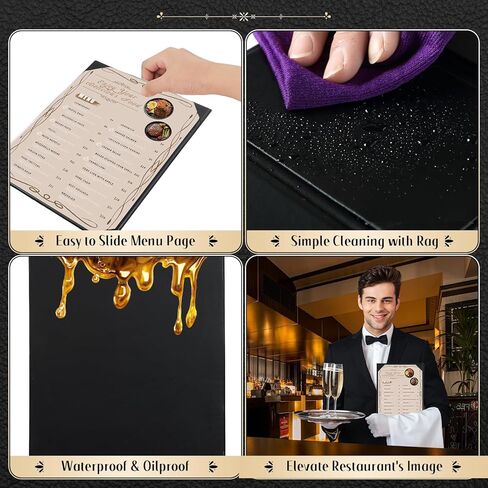 Restaurant Menu Covers Holders 8.5" X 11", 20 Pack Synthetic Leather Single View Menu Holder Covers Book Style with Angled Corners Black for Wine List, Protect Menu Paper in Saudi Arabia