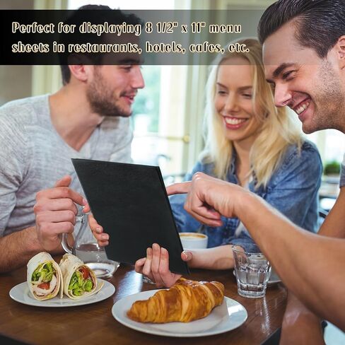 Restaurant Menu Covers Holders 8.5" X 11", 20 Pack Synthetic Leather Single View Menu Holder Covers Book Style with Angled Corners Black for Wine List, Protect Menu Paper in Saudi Arabia