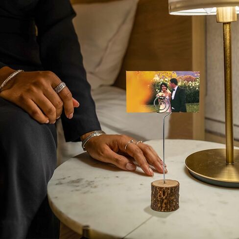 20 Pcs Wood Place Card Holders, Rustic Wood Table Number Holders Stands and 30 Pcs Kraft Place Cards, Wooden Name Cards Photo Holders for Wedding Party Sign Food Cards Label in Kuwait