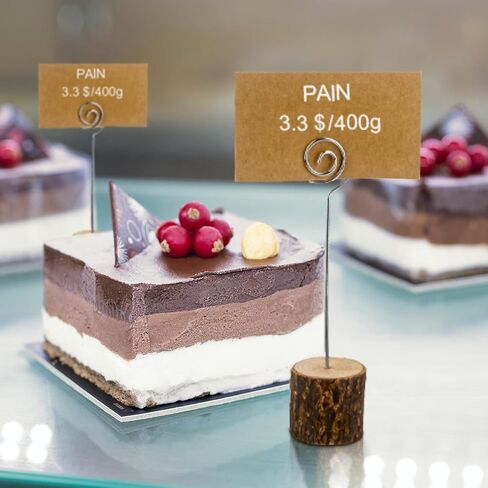 20 Pcs Wood Place Card Holders, Rustic Wood Table Number Holders Stands and 30 Pcs Kraft Place Cards, Wooden Name Cards Photo Holders for Wedding Party Sign Food Cards Label in Kuwait