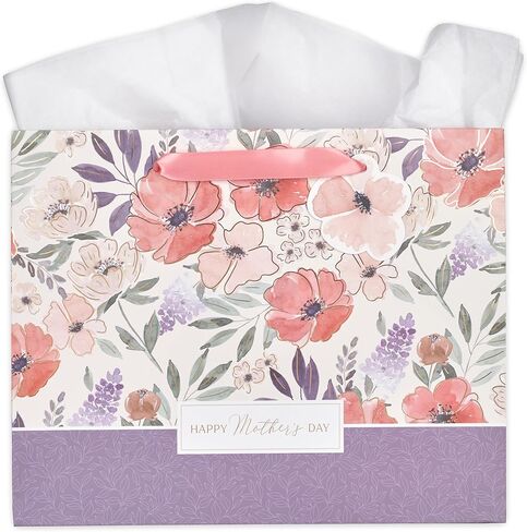 مع Love Fabulous Fabulous Happy Mother's Gift for Mom ، شملت ورقة الأنسجة ، ولوازم الحفلات/الحفلات الملهمة ، وأزهار الخشخاش الأرجواني والمرجانية مع تفاصيل الذهب ، والمناظر الطبيعية الكبيرة ، 12.5 "× 10" × 3.9 " in Kuwait