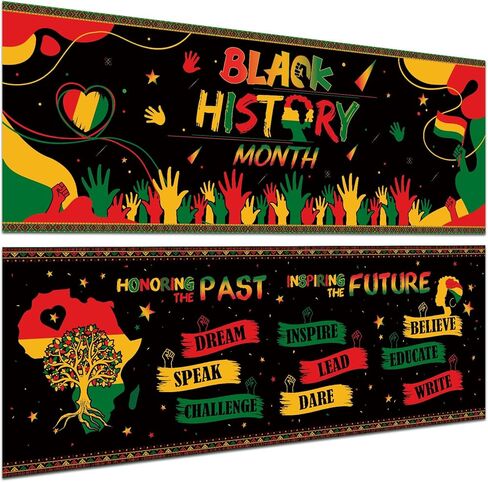 Harloon 2 Pcs Juneteenth Month Banner Happy Juneteenth Decorations African American Freedom Day Sign Classroom Party Celebration Decor for Wall Indoor Outdoor Juneteenth Party Supplies, 13.8 x 38.6 in in Saudi Arabia