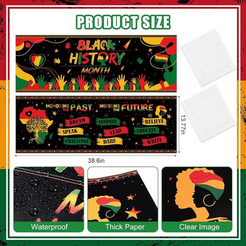 Harloon 2 Pcs Juneteenth Month Banner Happy Juneteenth Decorations African American Freedom Day Sign Classroom Party Celebration Decor for Wall Indoor Outdoor Juneteenth Party Supplies, 13.8 x 38.6 in in Saudi Arabia