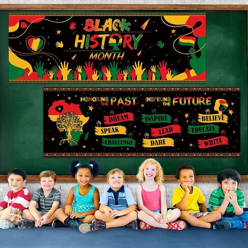 Harloon 2 Pcs Juneteenth Month Banner Happy Juneteenth Decorations African American Freedom Day Sign Classroom Party Celebration Decor for Wall Indoor Outdoor Juneteenth Party Supplies, 13.8 x 38.6 in in Saudi Arabia