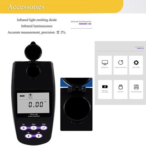 Nephelometric Turbidity Meter Portable Water Turbidimeter NTU-1100 with Included Calibration Liquid 4 Units NTU FNU EBC ASBC ISO 7027 Method for Water Quality Testing (0~1100 NTU Range) in Saudi Arabia
