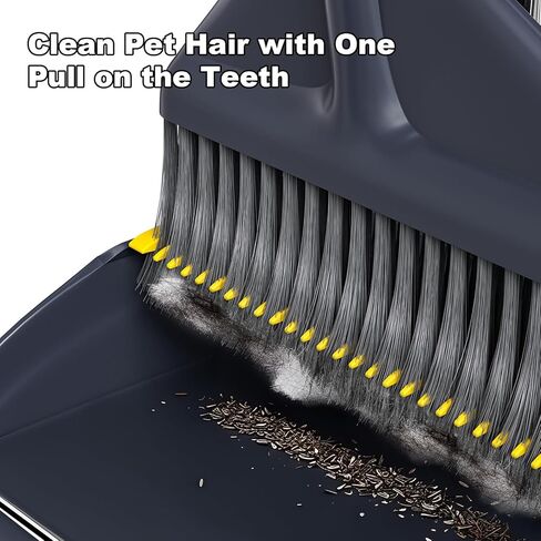 مجموعة مكنسة MOPUP ومجارف، مكنسة بمقبض قابل للتعديل بطول 52 بوصة مع أسنان مجرفة لتنظيف الشعر ذاتيًا ومناسب للمكتب المنزلي والمطبخ in Kuwait