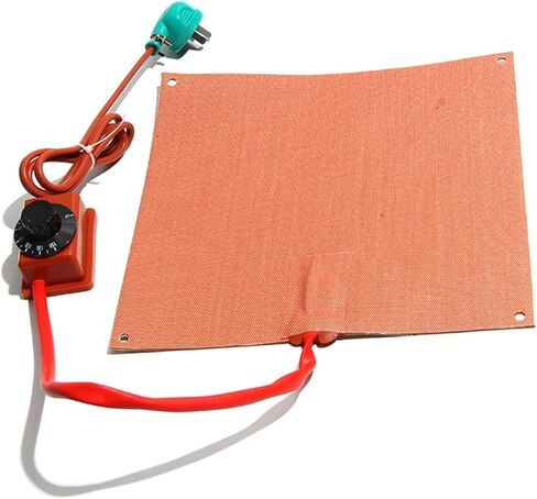 Silicone Heater with Mechanical Knob Thermostat - 120-240W, Temperature 30-150°C, Multiple Sizes with Mounting Holes(180C Thermostat,12V-100x200mm) in Saudi Arabia