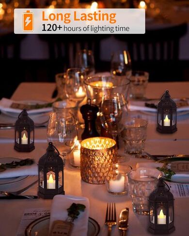 SHYMERY Mini Lantern, Western Party Decorations, 12 Pcs Western Themed Table Centerpieces, Cowboy Lantern Favors, Camping Decor Hanging Lamp for Halloween Christmas Wedding,4 Inch(Black) in Kuwait