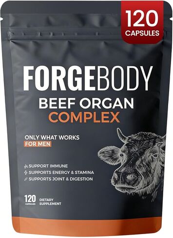 Forgebody Beef Organ Complex Supplement, 120 Capsules Grass Fed Beef Liver Capsules, Immune Support, Gluten Free, Non-GMO (1) in Saudi Arabia