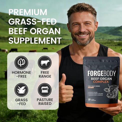 Forgebody Beef Organ Complex Supplement, 120 Capsules Grass Fed Beef Liver Capsules, Immune Support, Gluten Free, Non-GMO (1) in Saudi Arabia
